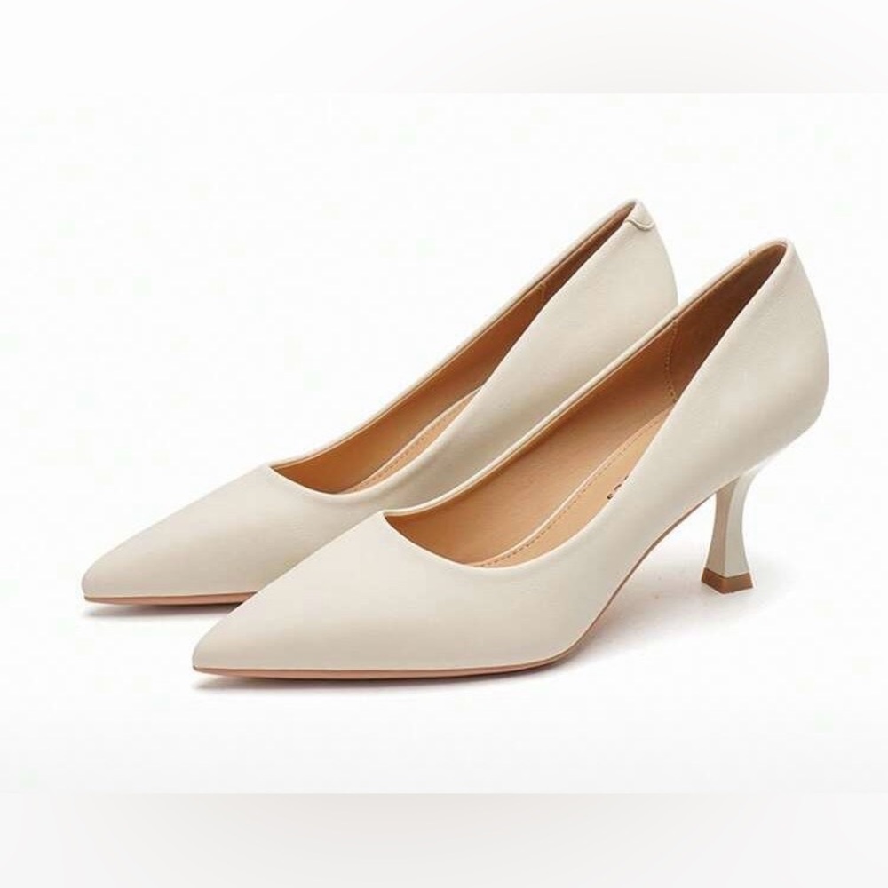 XIYAN Women's Shoes, Pointed Toe Stiletto High Heels, OFF WHITE,SIZE (38)7, NEW